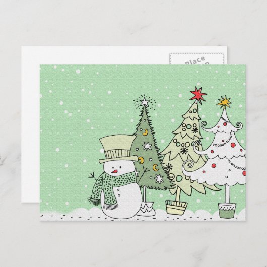 de sneeuwman wenst prettige feestdagen (plural:) (Voorkant / Achterkant)