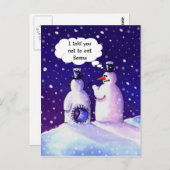 De sneeuwmannen, eten geen bonen!!!! briefkaart (Voorkant / Achterkant)