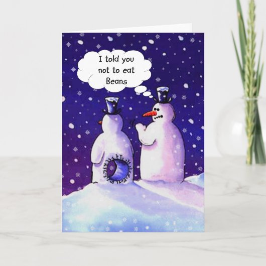 De sneeuwmannen, eten geen bonen!!!! feestdagen kaart (Voorkant)