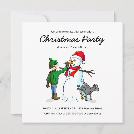 De Sneeuwmans Kerstfeest Uitnodiging (Voorkant)
