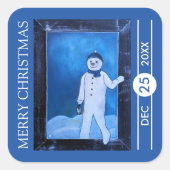 De Sneeuwman's Ontsnapping Kerstmis Vierkante Sticker (Voorkant)