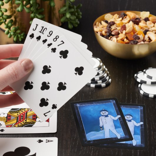 De sneeuwman's ontsnapping Schilderij van Alfred F Pokerkaarten (Insitu)