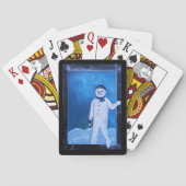 De sneeuwman's ontsnapping Schilderij van Alfred F Pokerkaarten (Achterkant)