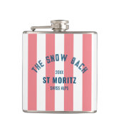 De Sneeuwstrand Roze Cabana Stripe Bachelorette Heupfles (Voorkant)