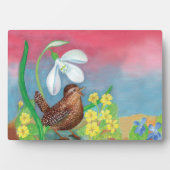 De sneeuwval en de kruivogel roepen de lente op fotoplaat (voorkant)