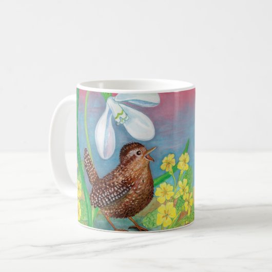 De sneeuwval en de kruivogel roepen de lente op koffiemok (Voorkant links)
