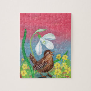 De sneeuwval en de kruivogel roepen de lente op legpuzzel