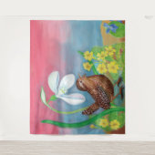 De sneeuwval en de kruivogel roepen de lente op wandkleed (Voorkant)