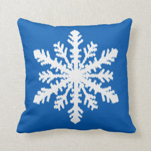 De Sneeuwvlok van Ikat - het blauw en het wit van Kussen