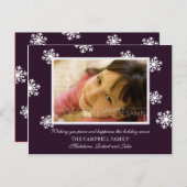 De Sneeuwvlokken van de Pruim van de suiker:: Het Feestdagenkaart (Voorkant / Achterkant)