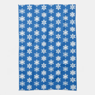De Sneeuwvlokken van Ikat - het blauw en het wit Theedoek
