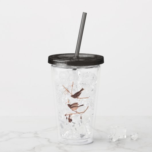 De sneeuwvogels van Audubon op de winterboomtak Acryl Drinkbeker (Achterkant ijs)