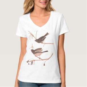De sneeuwvogels van Audubon op de winterboomtak T-shirt