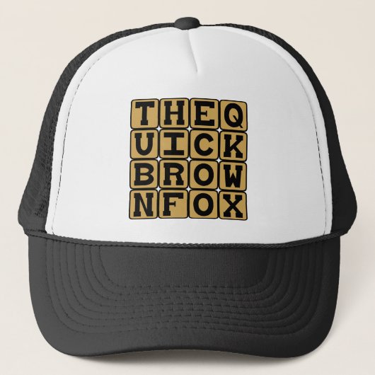 De Snelbruine Vos, Pangram Onderwerp Trucker Pet (Voorkant)
