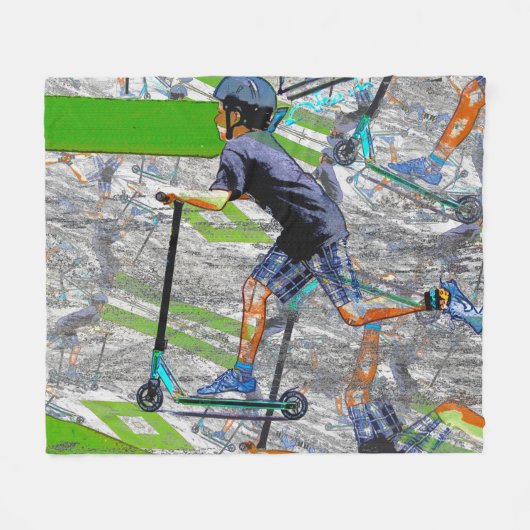 De snelheidsmeter - Stunt Scooter Fleece Blanket (Voorkant (Horizontaal))