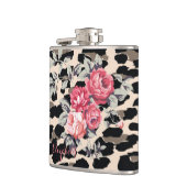 De snelle Moderne Bloemen op Leopard druk-geperson Heupfles (Links)