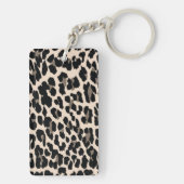 De snelle Moderne Bloemen op Leopard druk-geperson Sleutelhanger (achterkant)