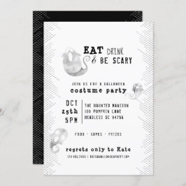 De snelle Waterverf Ghost eet Drink is eng Hallowe Kaart