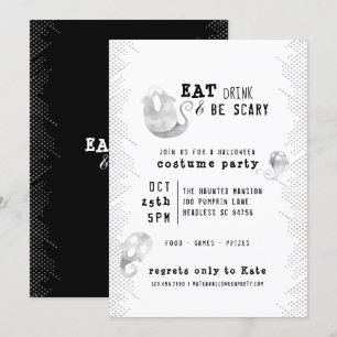 De snelle Waterverf Ghost eet Drink is eng Hallowe Kaart