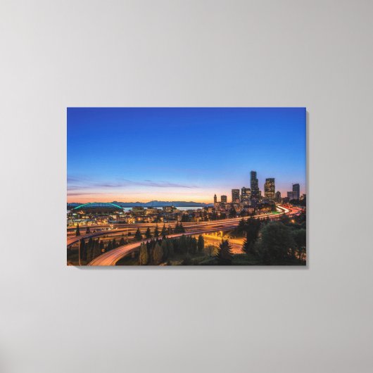 De snelweg I-5 in het centrum van Seattle bij sche Canvas Afdruk (Voorkant)