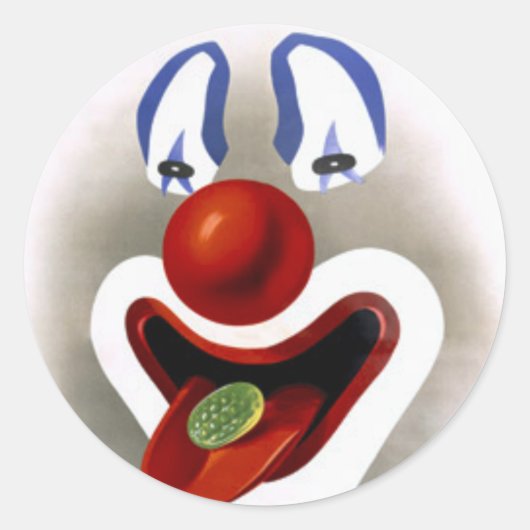 De Snoep Clown Ronde Sticker (Voorkant)