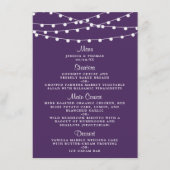 De snoerlampjes op het paarse bruiloftscollectie menu (Voorkant)