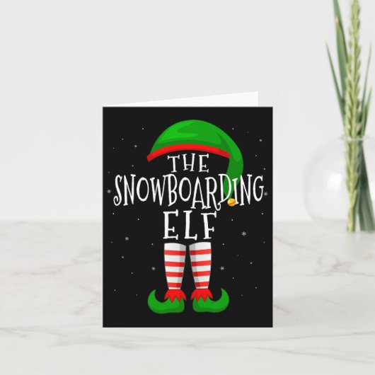 De Snowboarden Elf Grappig Matching Familie Groep  Kaart (Voorkant)