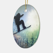 De Snowboarder: Lucht Keramisch Ornament (Links)