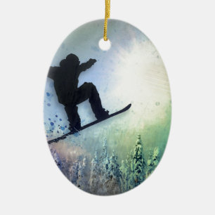 De Snowboarder: Lucht Keramisch Ornament