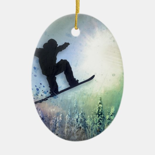 De Snowboarder: Lucht Keramisch Ornament (Voorkant)