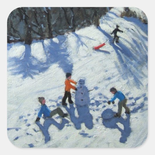 De Snowman 2 Vierkante Sticker (Voorkant)