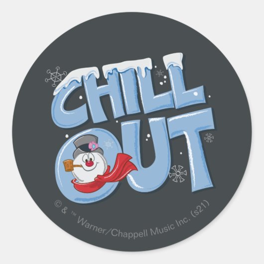 De Snowman™ bevuilen | Chill-out Ronde Sticker (Voorkant)