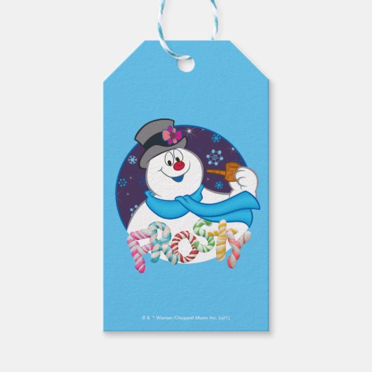 De Snowman™ bevuilen | Colorful Candy Cane Name Cadeaulabel (Voorkant)