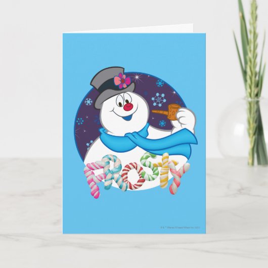De Snowman™ bevuilen | Colorful Candy Cane Name Feestdagen Kaart (Voorkant)
