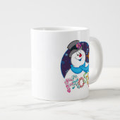 De Snowman™ bevuilen | Colorful Candy Cane Name Grote Koffiekop (Voorkant rechts)