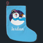 De Snowman™ bevuilen | Colorful Candy Cane Name Kleine Kerstsok<br><div class="desc">Bekijk Frosty met zijn iconische bovenhoed en houd zijn pijp vast,  met zijn naam geschreven met kleurrijke snoeprietletters.</div>