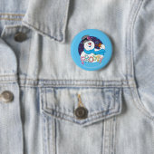 De Snowman™ bevuilen | Colorful Candy Cane Name Ronde Button 5,7 Cm (In situ)