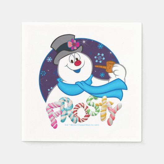 De Snowman™ bevuilen | Colorful Candy Cane Name Servet (Voorkant)