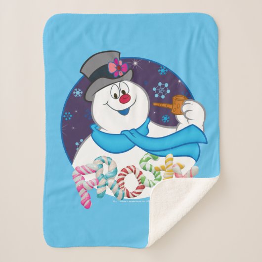 De Snowman™ bevuilen | Colorful Candy Cane Name Sherpa Deken (Voorkant)