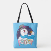 De Snowman™ bevuilen | Colorful Candy Cane Name Tote Bag (Achterkant)