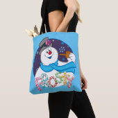 De Snowman™ bevuilen | Colorful Candy Cane Name Tote Bag (Dichtbij)