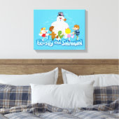 De Snowman™ bevuilen | Frosty & Children Pspelen Canvas Afdruk (Insitu (Slaapkamer))