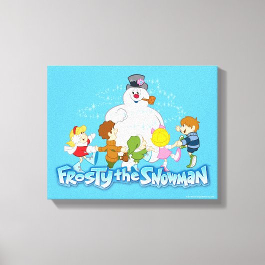 De Snowman™ bevuilen | Frosty & Children Pspelen Canvas Afdruk (Voorkant)