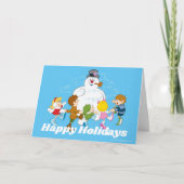 De Snowman™ bevuilen | Frosty & Children Pspelen Feestdagen Kaart (Voorkant)