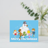 De Snowman™ bevuilen | Frosty & Children Pspelen Feestdagenkaart (Staand voorkant)