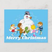 De Snowman™ bevuilen | Frosty & Children Pspelen Feestdagenkaart (Voorkant)