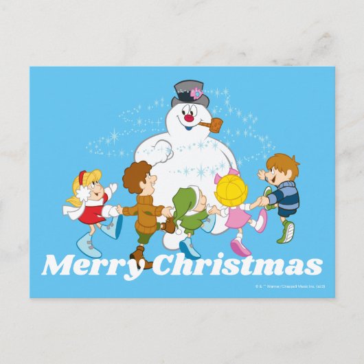 De Snowman™ bevuilen | Frosty & Children Pspelen Feestdagenkaart (Voorkant)