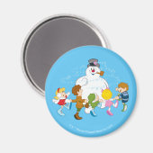 De Snowman™ bevuilen | Frosty & Children Pspelen Magneet (Voorkant / Achterkant)