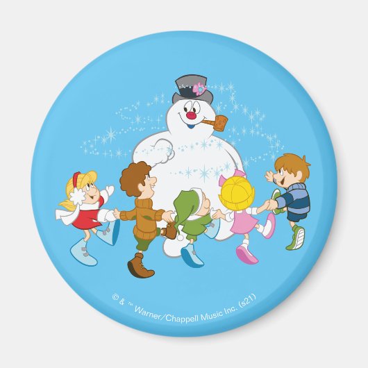De Snowman™ bevuilen | Frosty & Children Pspelen Magneet (Voorkant)