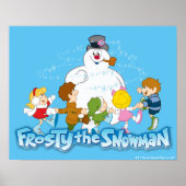 De Snowman™ bevuilen | Frosty & Children Pspelen Poster (Voorkant)